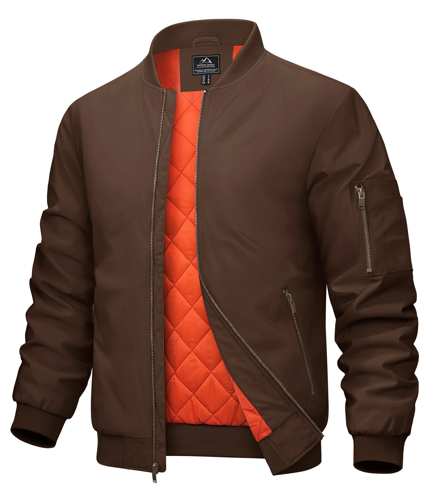 MAGCOMSEN Men’s Aviator Bomber Jacket - Warm Windproof Fall & Winter Casual Coat with Orange Lining