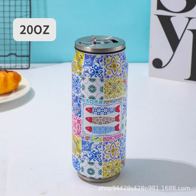 500ML Stainless Steel Insulated Cup - 304 Steel Tumbler with Straw for Cold Drinks & Kitchen Use