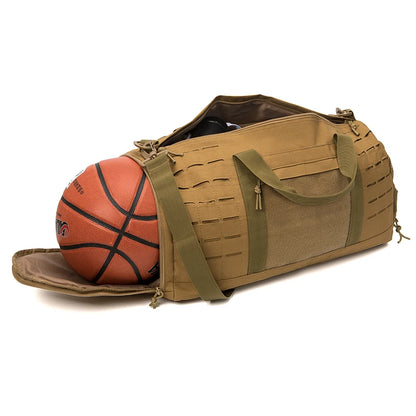 QT & QY 40L Tactical Gym and Travel Duffle Bag - Men’s Fitness Training Bag with Shoe Compartment, Basketball and Outdoor Weekender Bag