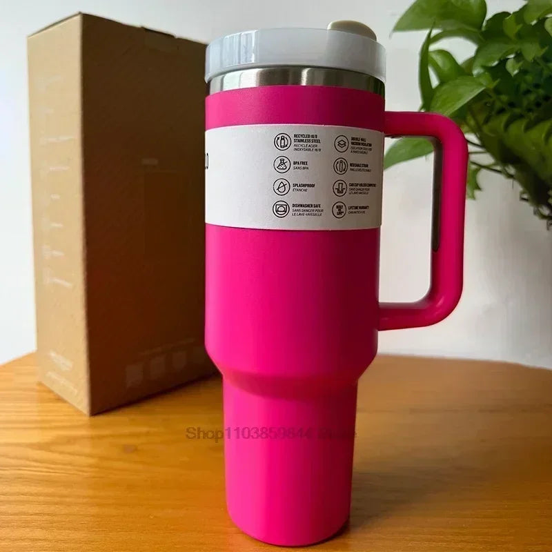 2025 New Stainless Steel Travel Mug with Handle & Straw Lid – 30oz/40oz Vacuum Insulated, Double Wall Thermal Iced Cup