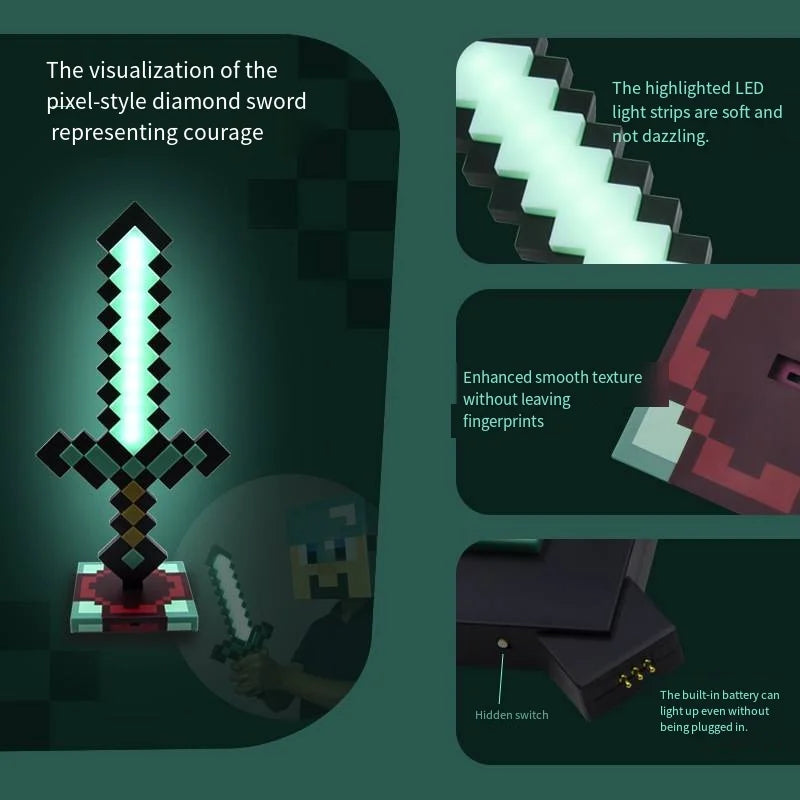 Minecraft Sword Night Light – Color-Changing Table Lamp, Game-Inspired Decorative Gift for Children
