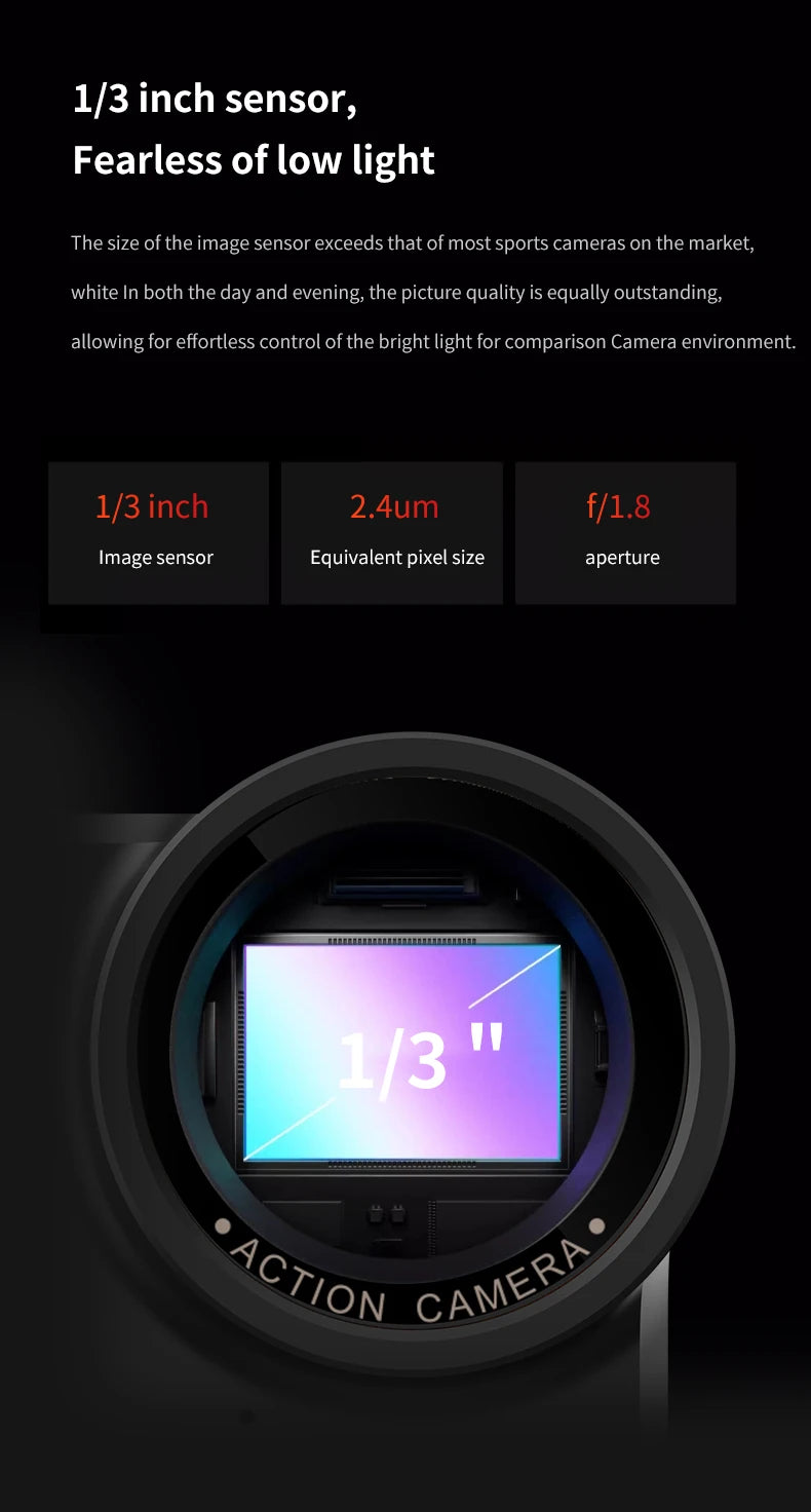 VIRAN V10 5K Waterproof Action Camera with 2" Touch LCD, Electronic Image Stabilization, Dashcam & Motion Detection