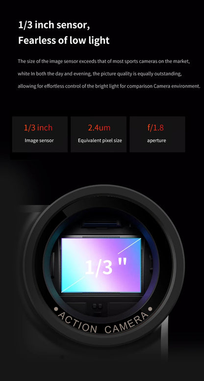 VIRAN V10 5K Waterproof Action Camera with 2" Touch LCD, Electronic Image Stabilization, Dashcam & Motion Detection