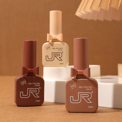 JR 9pcs Gel Nail Polish Set 15ml – Red, Pink, Nude UV LED Soak-Off Kit with Top & Base Coat for DIY Manicure & Gifts