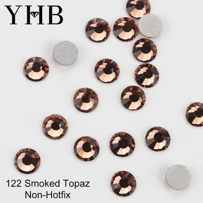 YHB Cold Fix Crystal Flatback Rhinestones - Silver Back Non Hotfix DIY Gems for Nail Art, Bags, Shoes, Garments & Phone Decoration