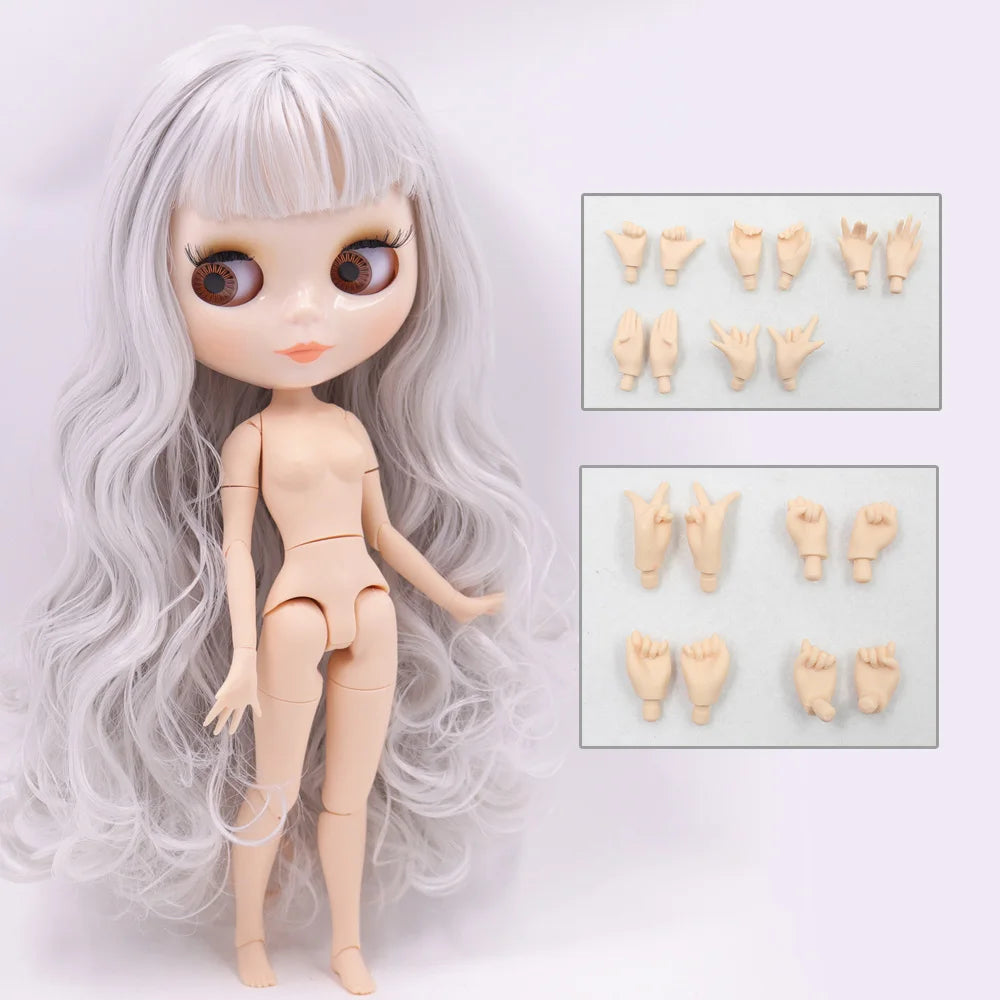 ICY DBS Blythe 1/6 BJD Doll - 30cm Jointed Body with White Skin & Shiny/Matte Face