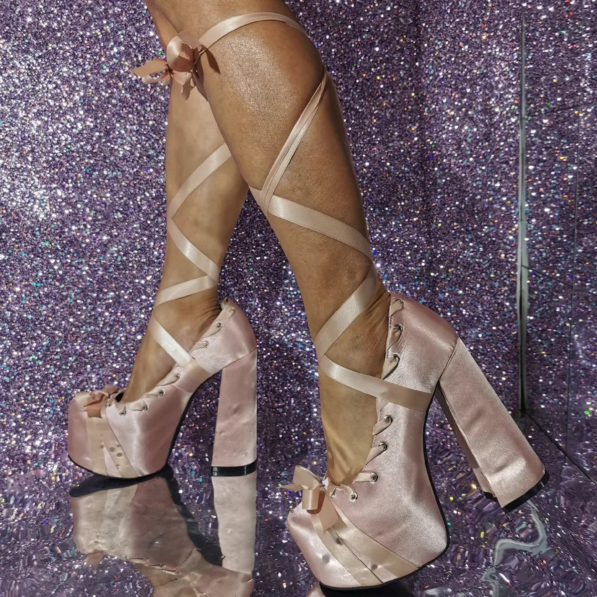 Chunky Heel Lolita Platform Pumps – Cute Ankle Strap Statement Shoes for Parties & Themed Events, Size 47
