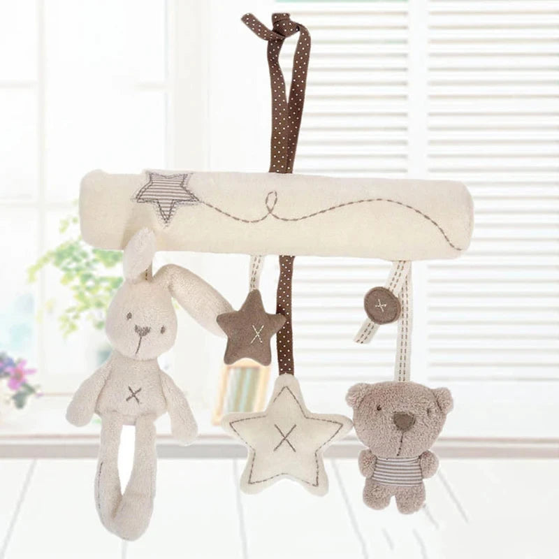 2025 Hanging Plush Toy – Rabbit Baby Hand Bell Safety Seat Toy, Multifunctional Stroller Mobile Gift