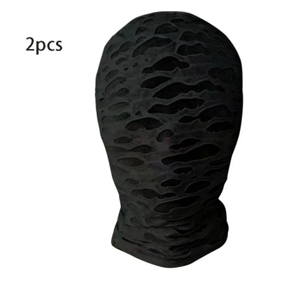 Black Cosplay Full Mask - Breathable Thin Hood Head Cover for Party & Festival Costume Accessories