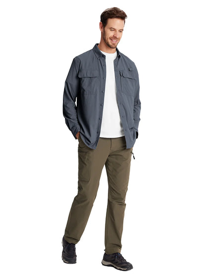 TACVASEN Men's UPF 50+ Sun Protection Fishing Shirt – Quick-Dry Long Sleeve Mesh Hiking & Work Shirt