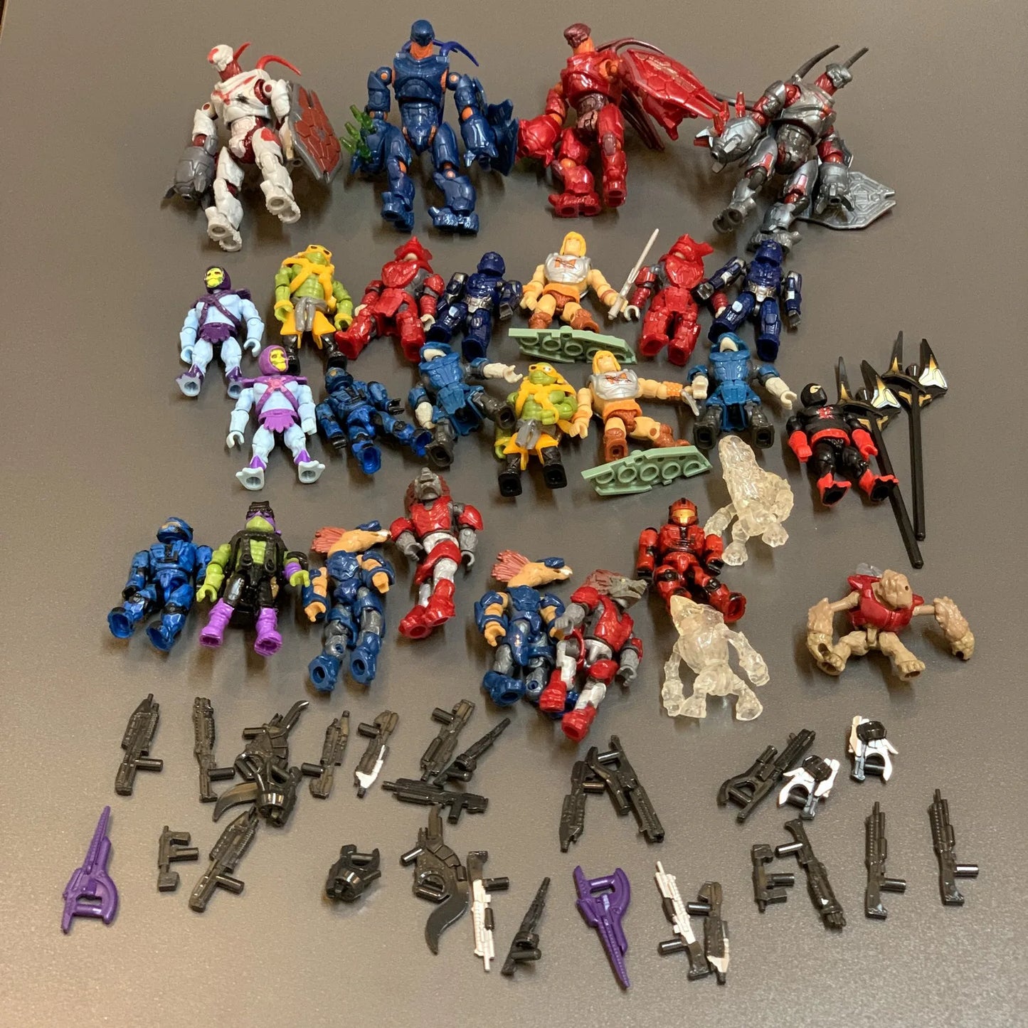 Mega Construx Lot – Master Chief, Elite, Grunt & MOTU He-Man Figures with Weapons