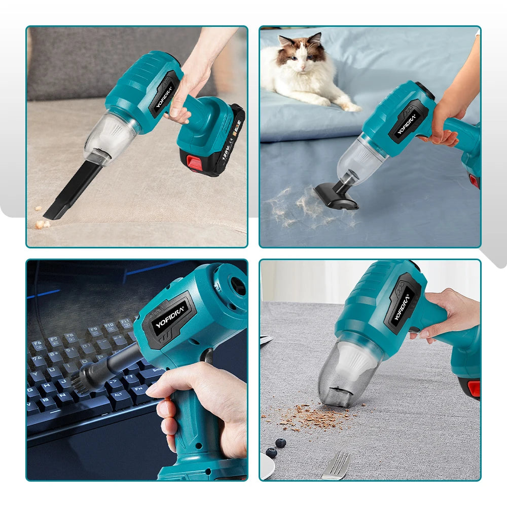 Mini Electric Handheld Vacuum Cleaner – Strong Suction Wireless Home Cleaner & Blower with 7 Nozzles for 18V/21V Battery