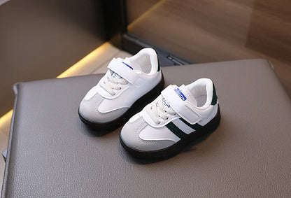 Toddler & Kids White Sneakers — Fashionable Non-Slip Walking Shoes for Boys & Girls, Breathable Outdoor Sport Casual Shoes