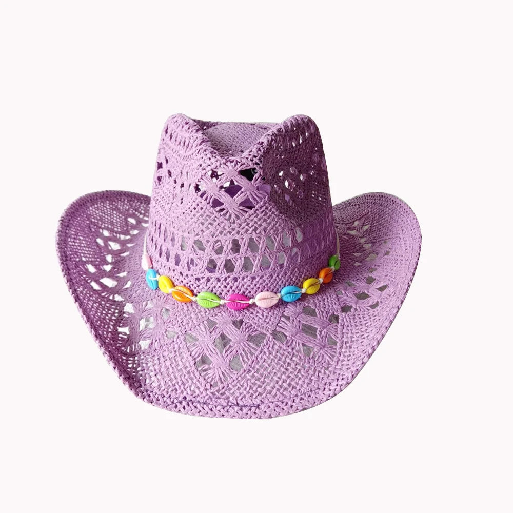 Melesh Western Women's Mint Green Cowboy Hat – Straw, Wide Brim, Plasticity Strong for Sunshine & Beach Wear