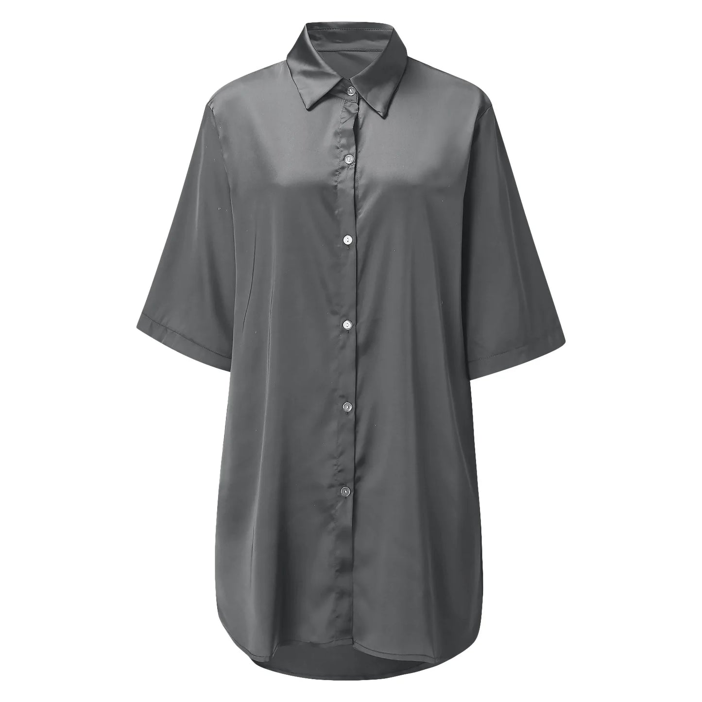 Women’s Silky Soft Long Sleeve Pajamas – Solid Color Sexy Nightshirt, Comfortable Home Sleepwear