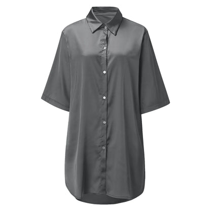 Women’s Silky Soft Long Sleeve Pajamas – Solid Color Sexy Nightshirt, Comfortable Home Sleepwear