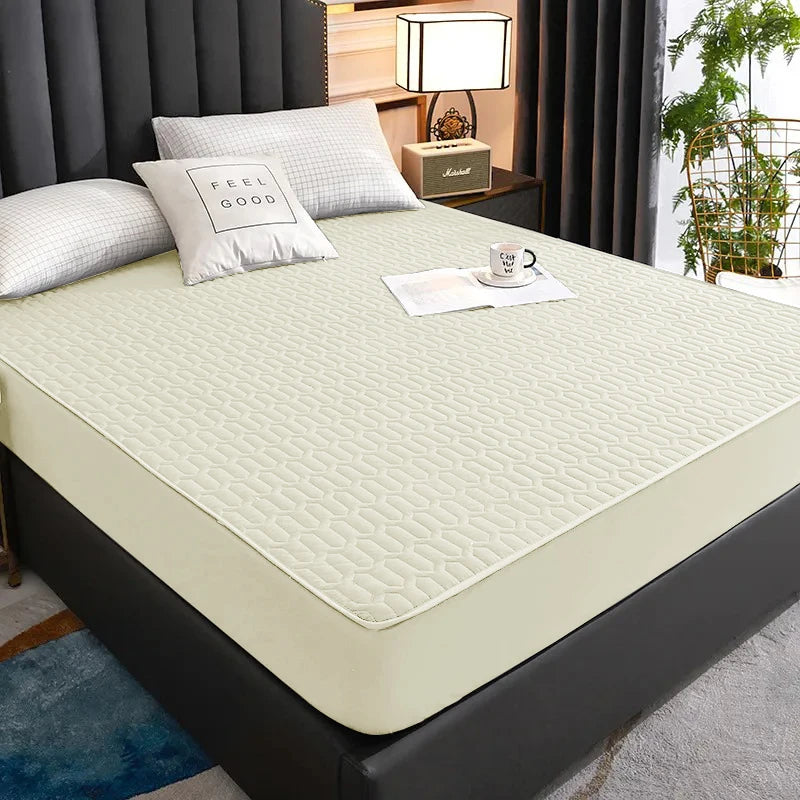 Waterproof Thick Quilted Mattress Cover — Latex Pad, Skin-Friendly Fitted Sheet Protector, 150/160/180x200cm