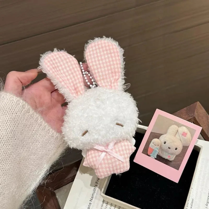 Kawaii Angel Bunny Plush Keychain - Mini Soft Rabbit Stuffed Toy Pendant