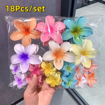 18Pcs Egg Flower Hair Clips | Gradient Candy Color Flowers, Shark Clips for Daily Ponytail Styling