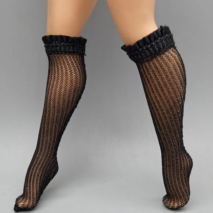 25CM Winter Doll Fishnet Stockings – Rainbow Striped Socks for Dolls, Girls’ Christmas Gift