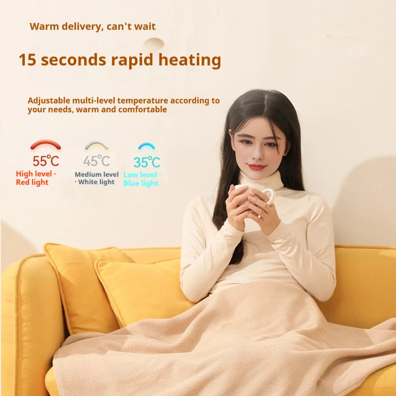 USB Electric Wearable Heated Blanket – Washable Warmer with 3 Adjustable Temperature Levels for Women