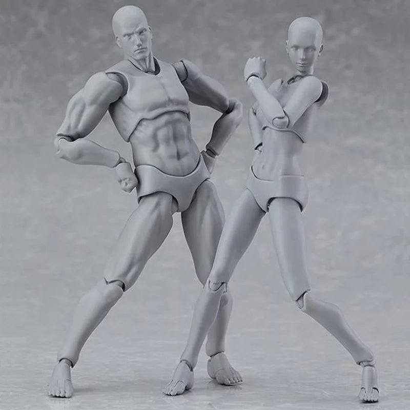 13cm Wooden Art Mannequin Figure – Male & Female Movable Body Drawing Model for Sketching, Painting & Anime Pose Reference
