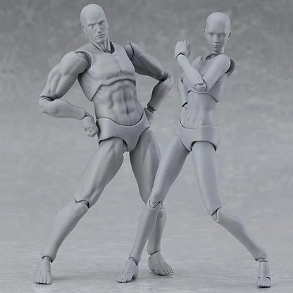 13cm Wooden Art Mannequin Figure – Male & Female Movable Body Drawing Model for Sketching, Painting & Anime Pose Reference