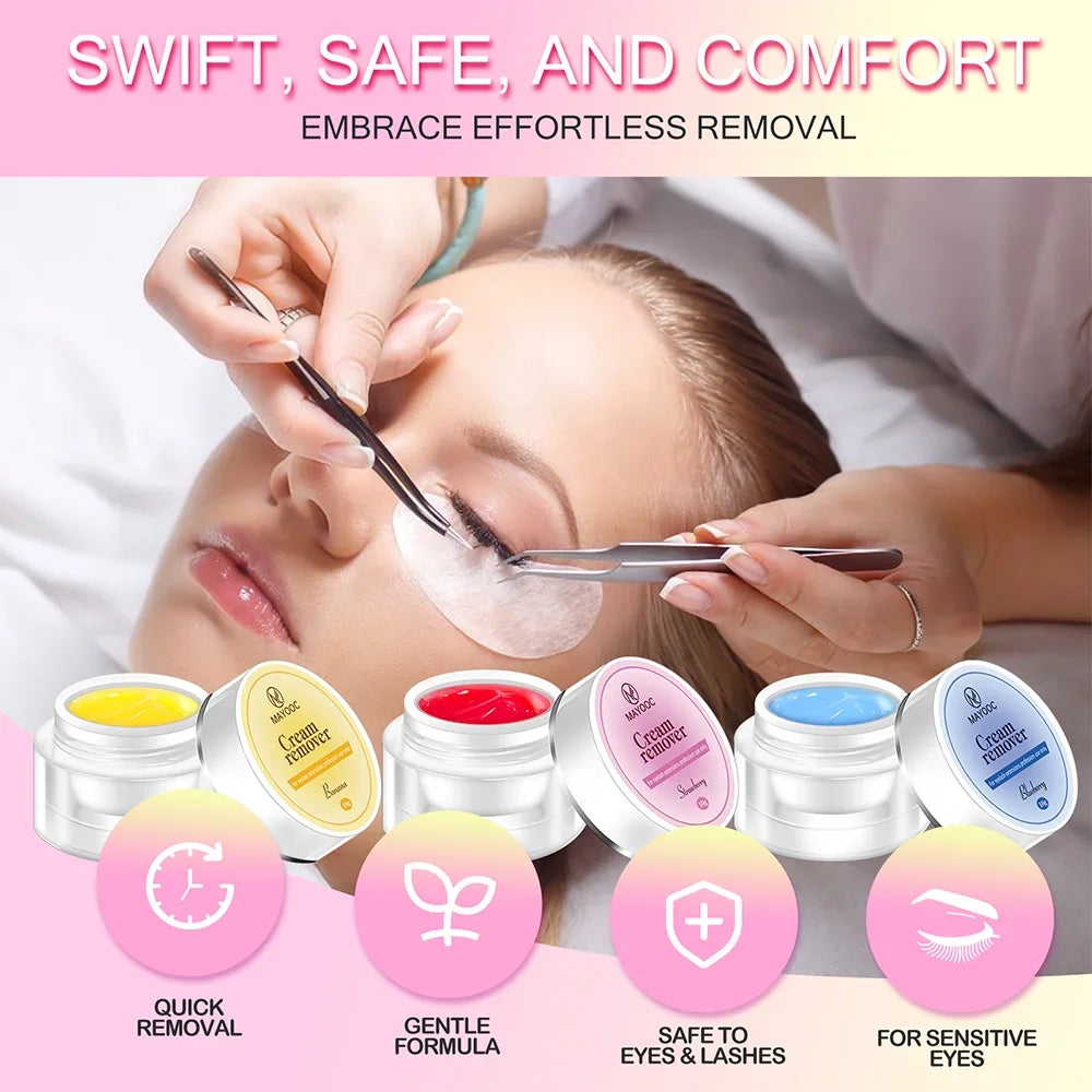 MAYOOC 5/15g Eyelash Glue Remover — Quick-Dry Transparent Cream for Professional Eyelash Extensions, Custom Logo Available