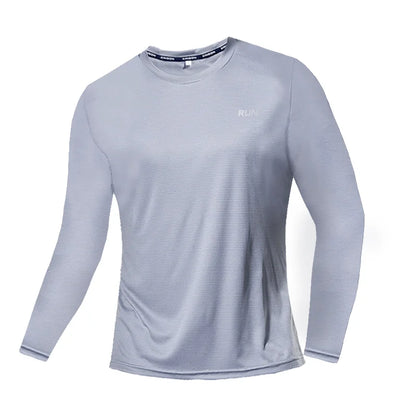 Men's Summer Ice Silk Long Sleeve T-Shirt – Quick Dry, Breathable Sun Protection for Outdoor Running