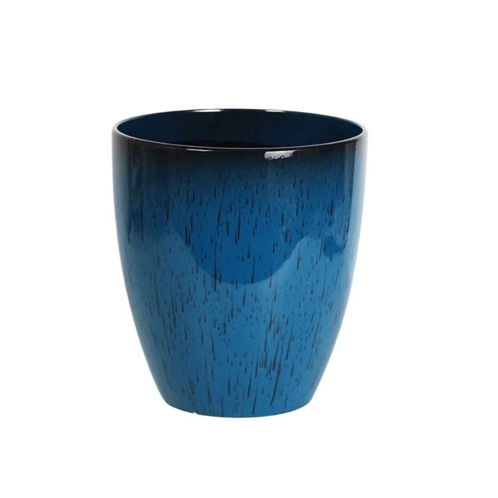 Compact Ceramic Plant Pot with Drainage Tray - Breathable Earthenware Planter for Patio & Home Plants