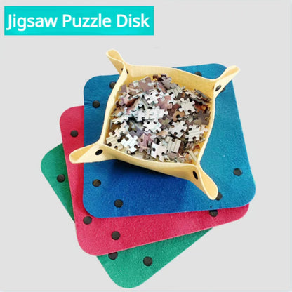 6-Color Jigsaw Puzzle Disk Set – 1000 Pieces with Portable Storage Tray & Partition Pad for Kids & Adults