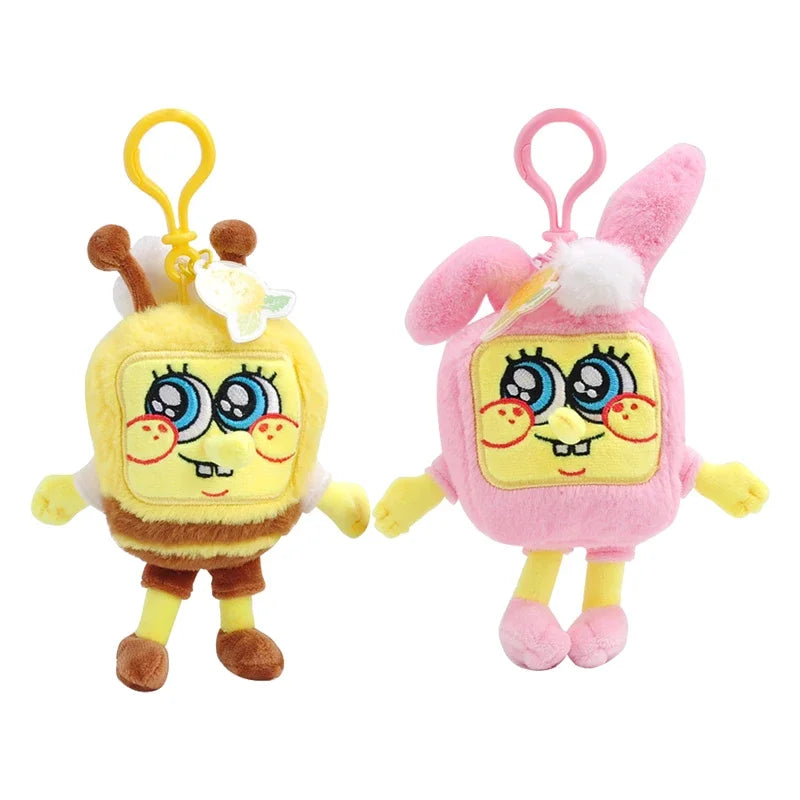 Potdemiel Anime Pink SpongeBob & Patrick Star Kawaii Plush Keychain — Cosplay Stuffed Keyring Gift for Kids
