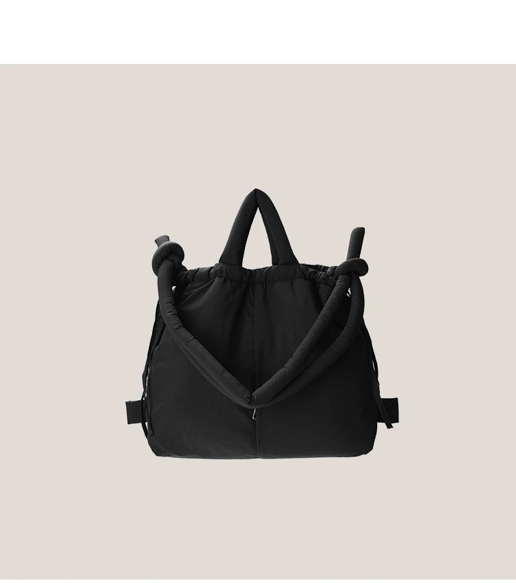 2023 Casual Nylon Padded Tote Bag – Soft Puffer Shoulder & Crossbody Handbag for Women, Large Capacity Vintage Design