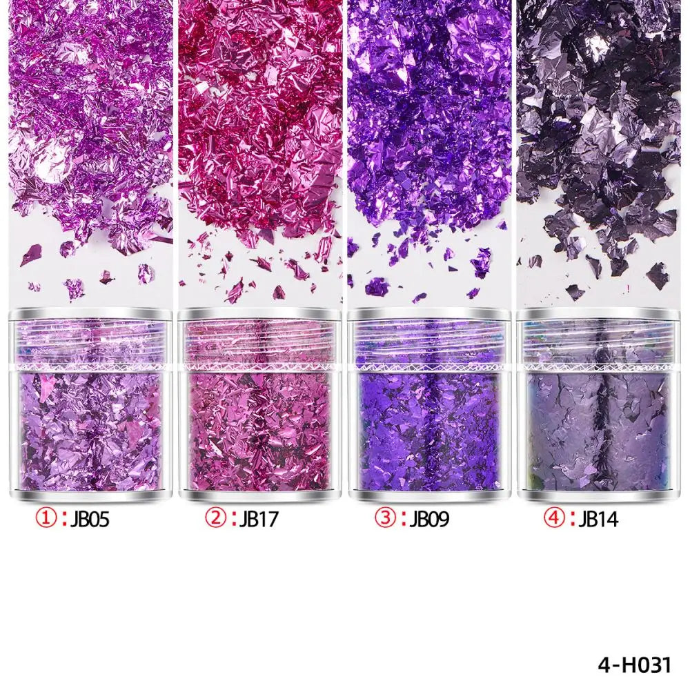 4 Bottles Gold Foil Flakes - Epoxy Resin Craft, Jewelry Making & Nail Art Decoration Supplies