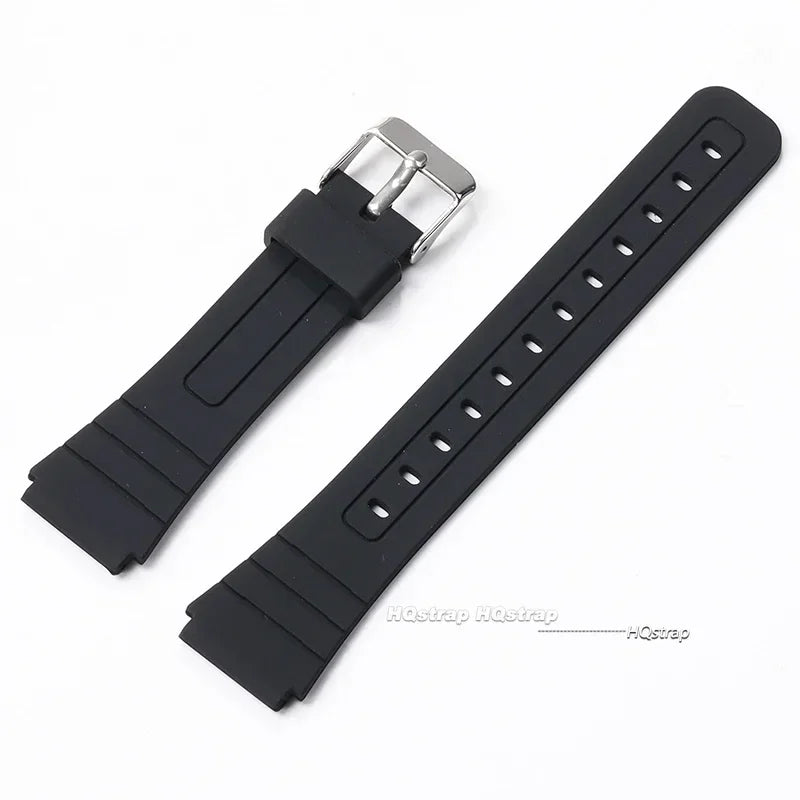 18mm Silicone Rubber Watch Strap for Casio - Soft Black Replacement Band for W800H, A158, A168, AE-1200, AE-1300, SGW-400, F91W, F84, F105W and F108W