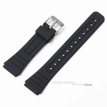 18mm Silicone Rubber Watch Strap for Casio - Soft Black Replacement Band for W800H, A158, A168, AE-1200, AE-1300, SGW-400, F91W, F84, F105W and F108W