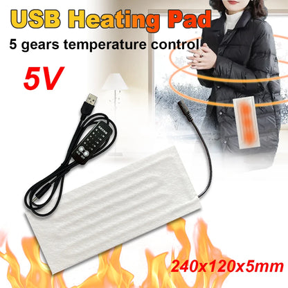 USB 5V Electric Heating Pad - Warm Paste Film for Cervical, Clothes, Vest, Jacket, Shoes & Socks