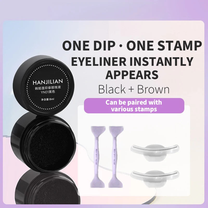Waterproof Lower Eyelash Stamp Set - Easy-to-Use Quick Dry 2-in-1 Eye Liner with 0.01mm Tip & Ink for Lower Lashes