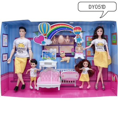 Doll Accessories Family Set – Baby, Pregnant Mom & Father Dolls for Christmas & Birthday Toy Gifts, No Color Box