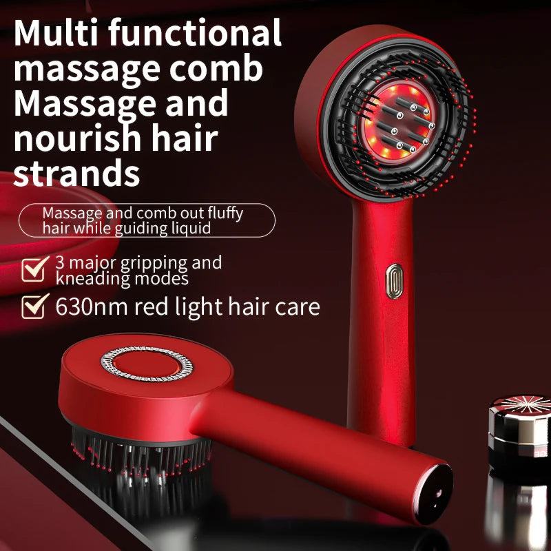 Electric Scalp Massage Comb – Red Light Therapy Hair Growth Brush with Vibration, Anti-Hair Loss & Oil Applicator
