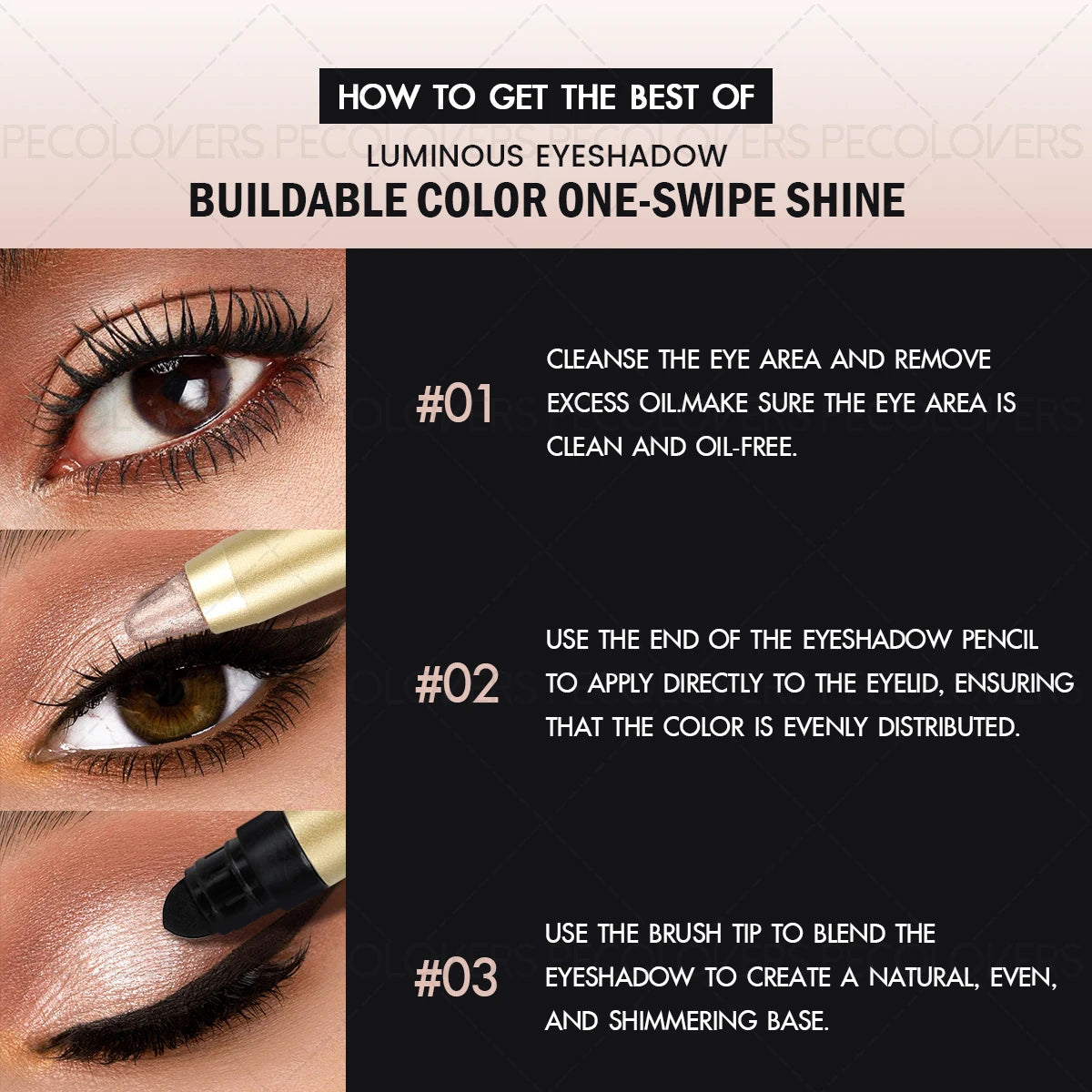 Dual-Ended Waterproof Eyeshadow Stick – Smudge-Proof Glitter and Matte Eye Makeup with Sponge Applicator