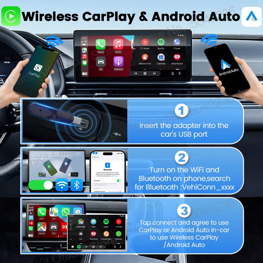 CarlinKit Wireless CarPlay & Android Auto Adapter - OEM Car Upgrade with WiFi & Bluetooth