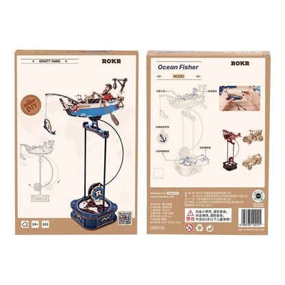 Robotime Rokr 3D Wooden Puzzle Kit – Gravity Swing, Sky Captain & Ocean Fisher Model Building Kit for Teens & Adults