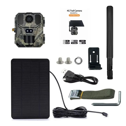 4G Solar Wildlife Trail Camera - 30MP 2K Night Vision Motion Detection Camera with Phone App