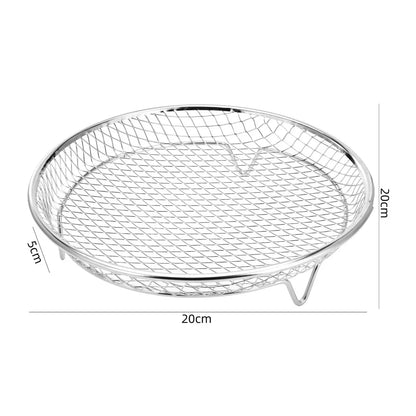 Stackable Air Fryer Rack - Stainless Steel Grill Basket & Non-Stick Cooking Tray for Kitchen Use