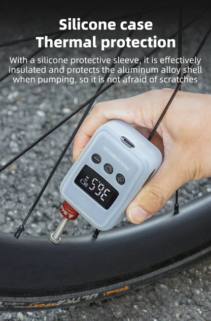 ROCKBROS 150 PSI Portable Bike Air Pump – Digital Tire Inflator, Rechargeable Mini Compressor