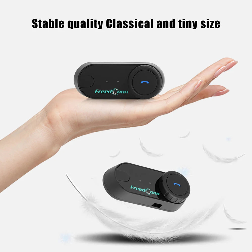 Freedconn T Com VB Motorcycle Helmet Bluetooth Headset — Wireless Stereo Intercom with Call, FM Music & Communication Sharing