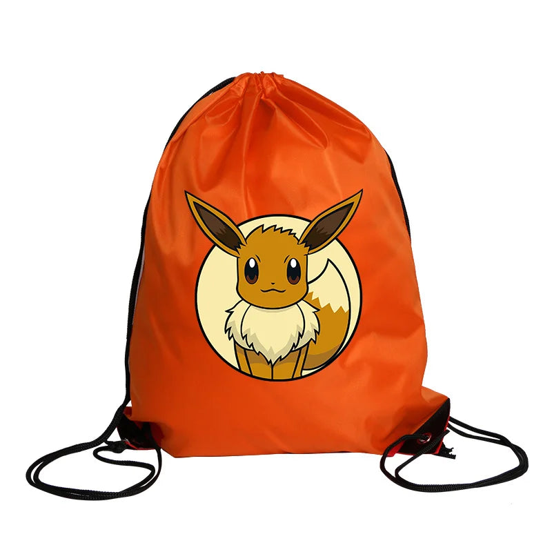 Pokémon Drawstring Tote Bag — Pikachu Character Print, Large Capacity Waterproof Backpack for Kids’ Shopping & Gift