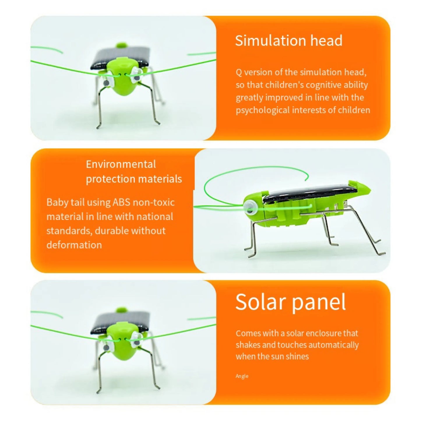Solar-Powered Grasshopper Toy – Fun Moving Insect Puzzle for Boys and Girls, Science Education Gift