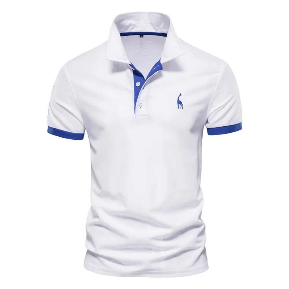 Men's Giraffe Embroidered Polo Shirt - Short Sleeve Casual Business Summer Top